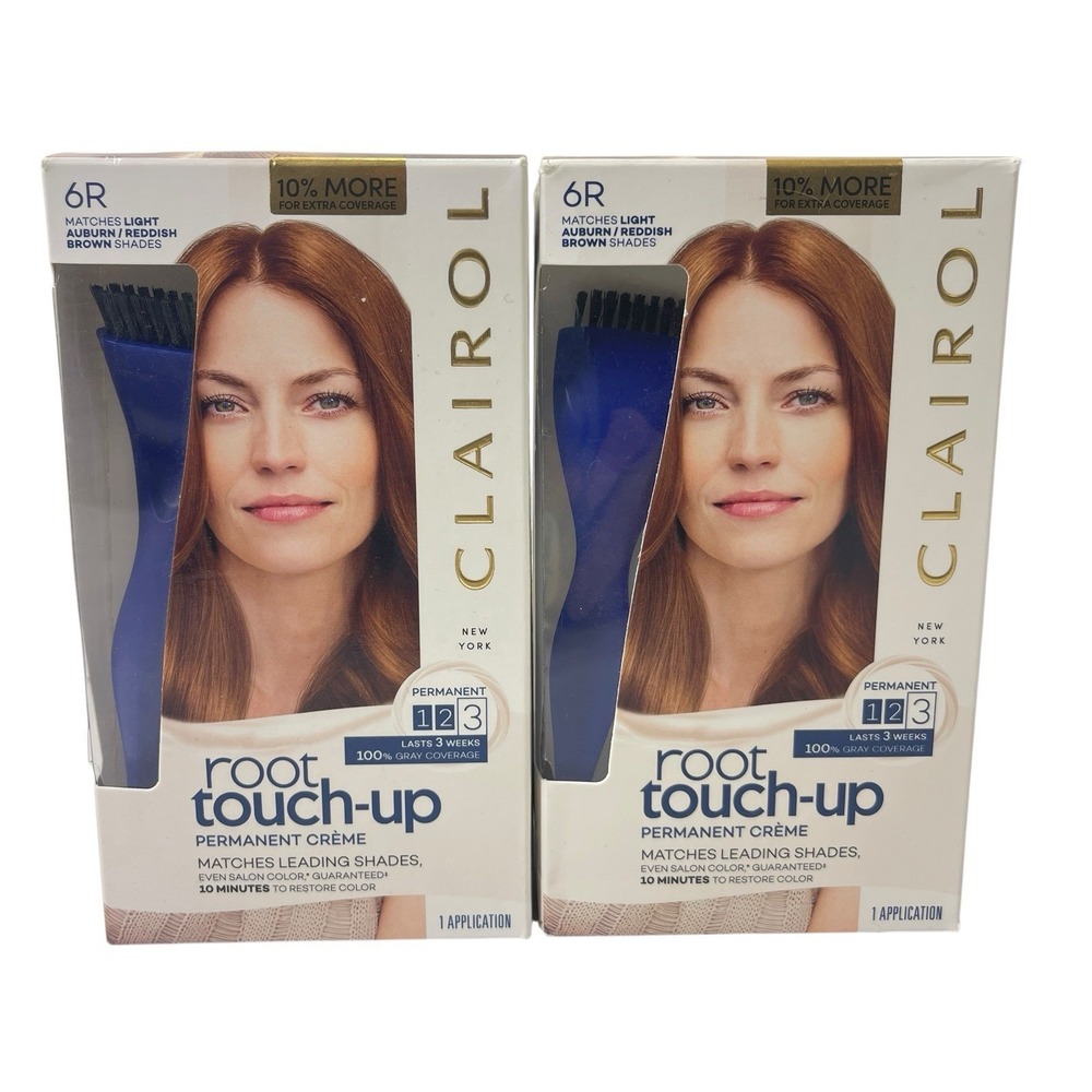 Clairol Root Touch-Up Kit, 2-Count 6R Reddish Brown (Light Auburn) – 100% Gray